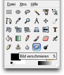 Das Werkzeug Verschmieren im Werkzeugfenster